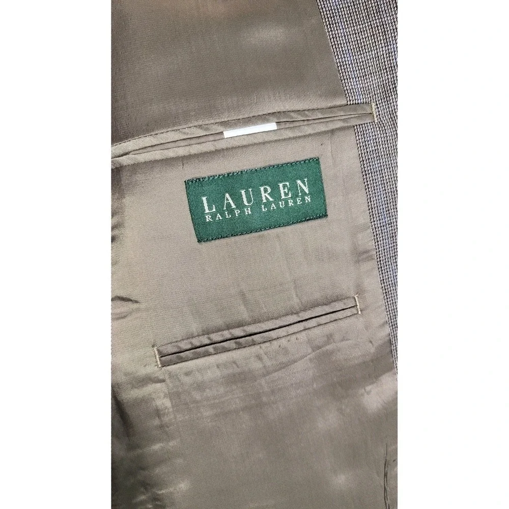 Lauren Ralph Lauren Men's Wool BlazerJacket Size 41R Brown Plaid Business Casual